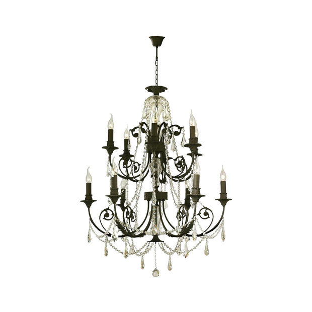 French Provincial Iron Chandelier- 12 Arm - Wrought Iron Finish