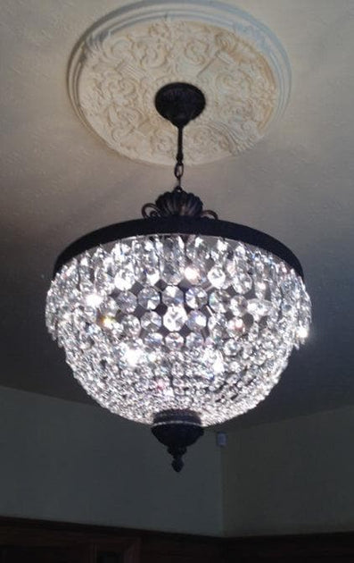 Florence Basket Chandelier Flemish Brass Finish W 30cm H 46cm
