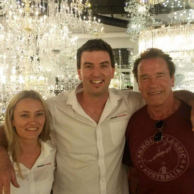 Arnold Schwarzenegger visits Designer Chandeliers Showroom