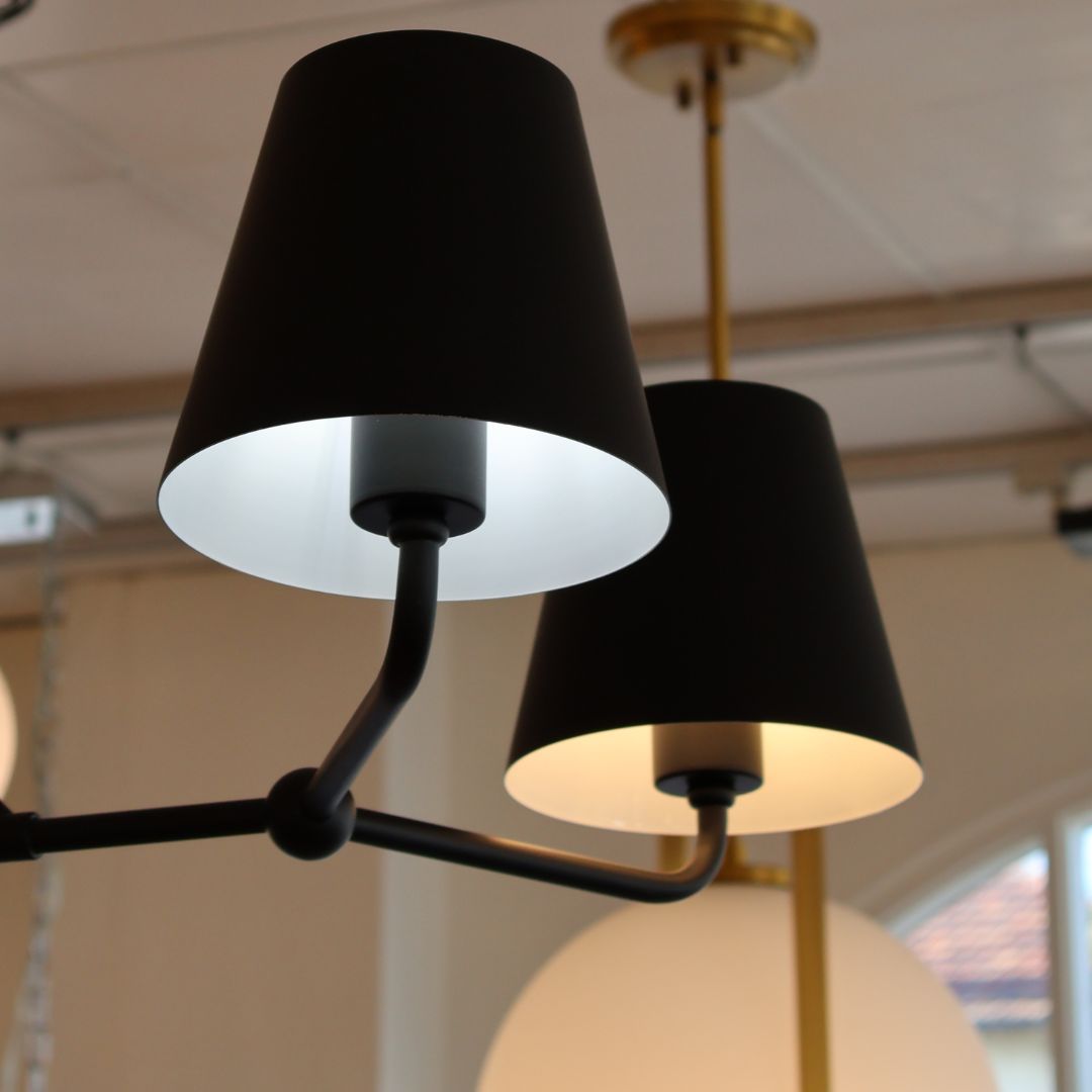 Keenan Collection - 6 Light - Chandelier - Matte Black Frame - L:117cm