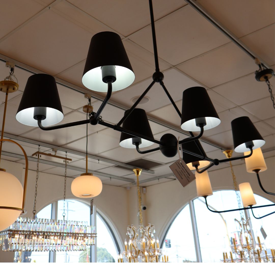 Keenan Collection - 6 Light - Chandelier - Matte Black Frame - L:117cm