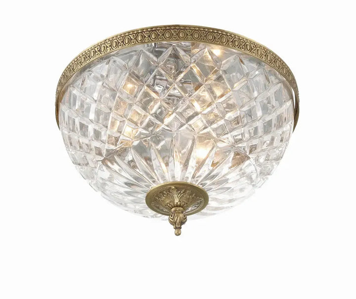 Devon Collection - Old Brass - Clear Glass Flush Mount - W:30cm - Designer Chandelier Australia