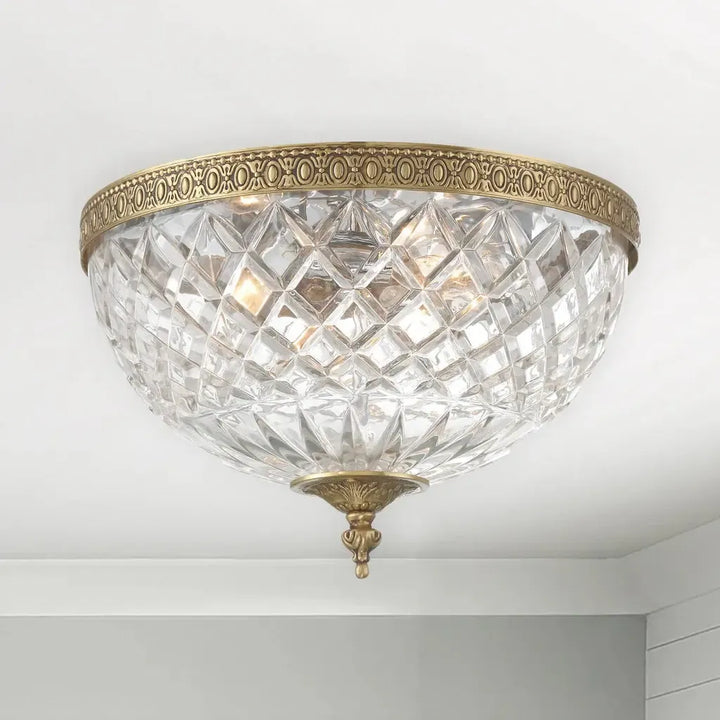 Devon Collection - Old Brass - Clear Glass Flush Mount - W:30cm - Designer Chandelier Australia
