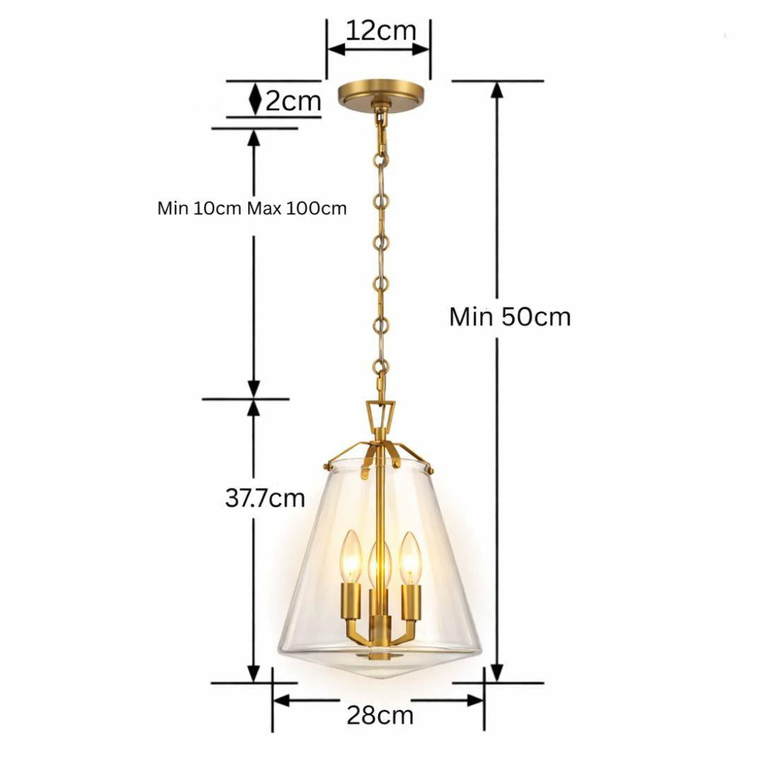 Baxter Collection - 3 Light Pendant - Satin Brass