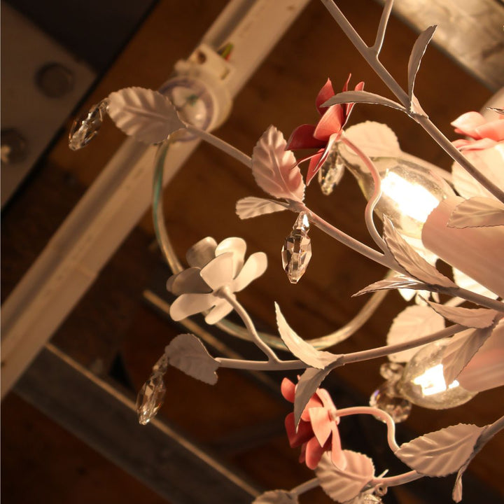 Southport Collection - White & Pink Flowered Flush Mount