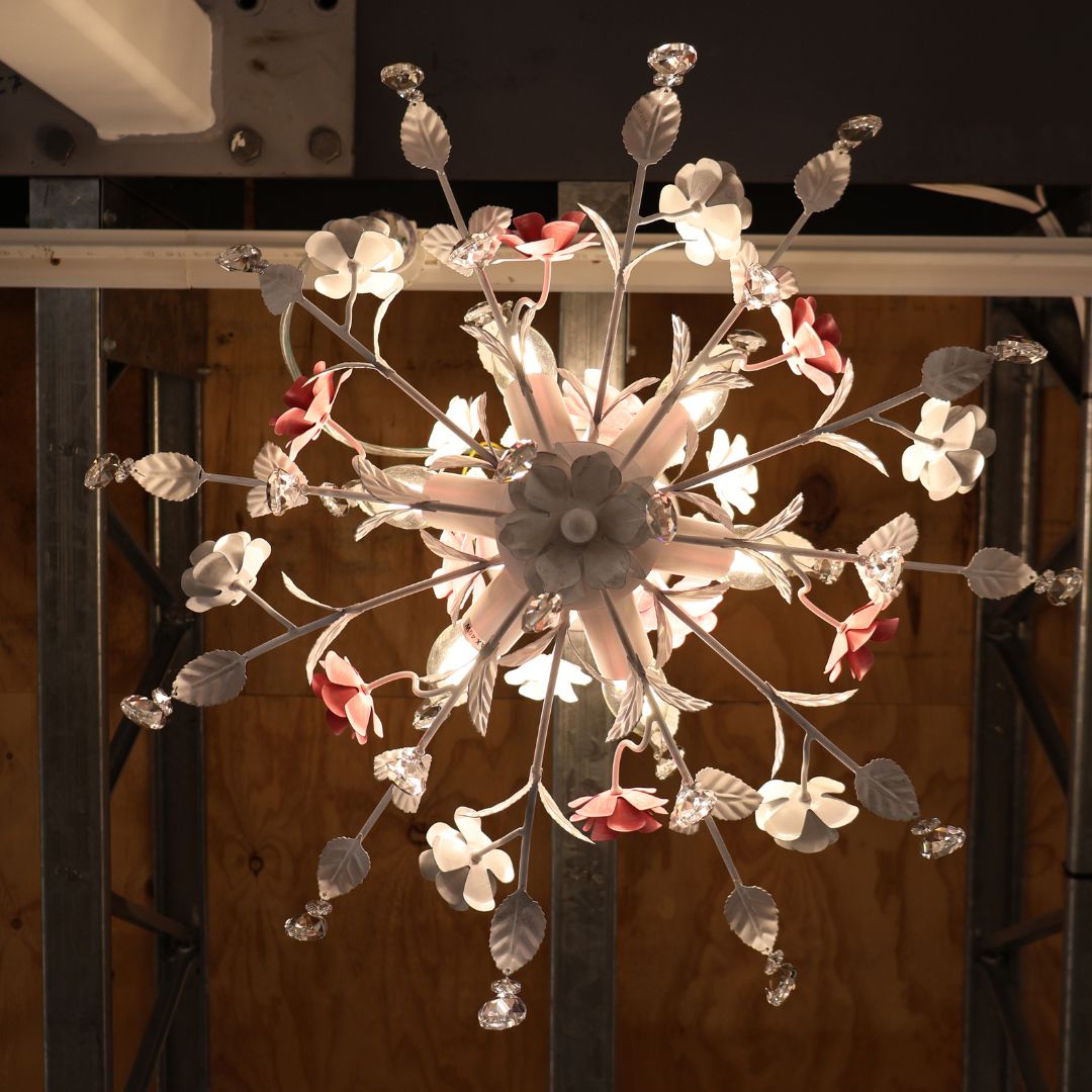 Southport Collection - White & Pink Flowered Flush Mount
