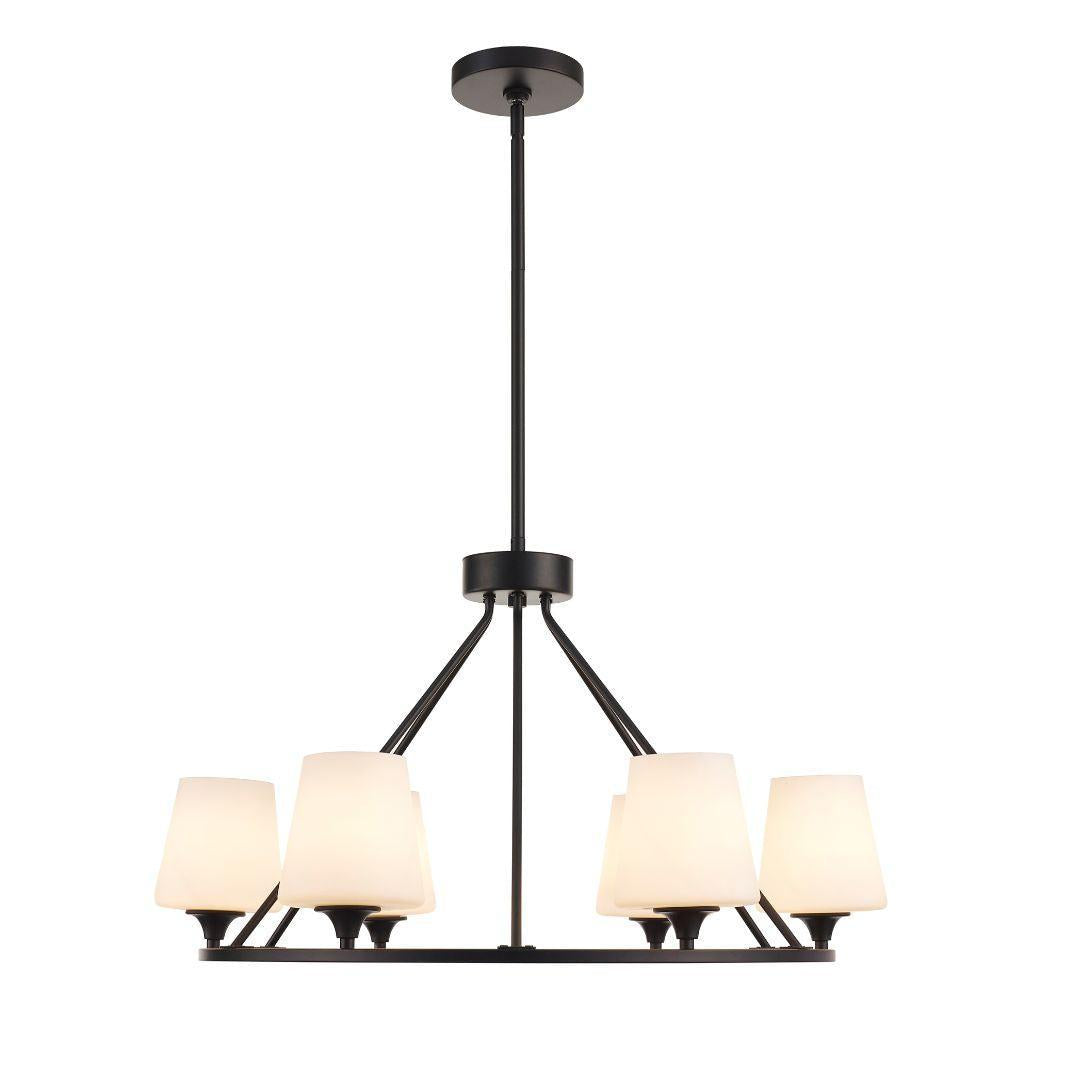 Huntington Collection - 6 Light - Ring Chandelier - Matte Black Frame
