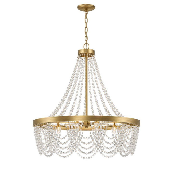 Perla Collection - Antique Gold Chandelier - Frosted Glass Beads