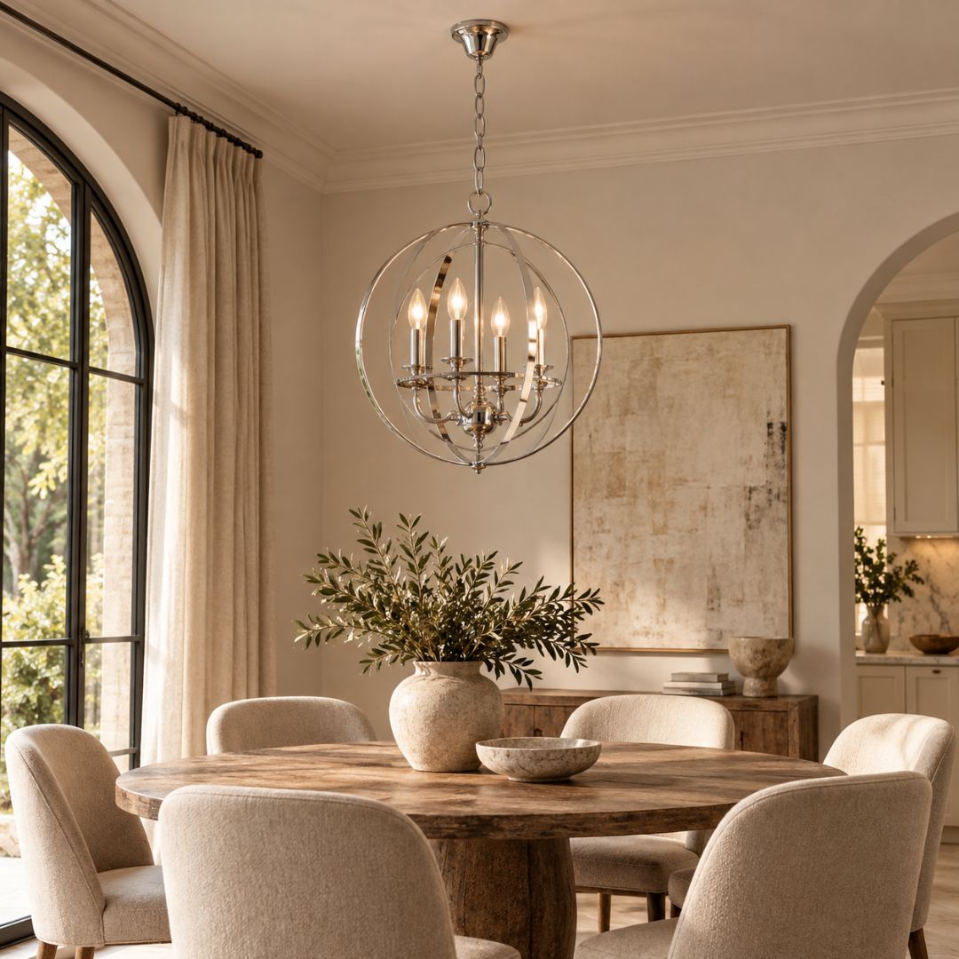 Hampton Orb - 4 Light - Silver Plated