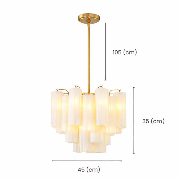 Odelle Collection - Ring Chandelier - White & Satin Brass - W:45cm