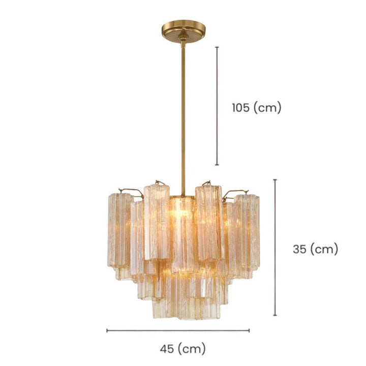 Odelle Collection - Ring Chandelier - Amber & Satin Brass - W:45cm