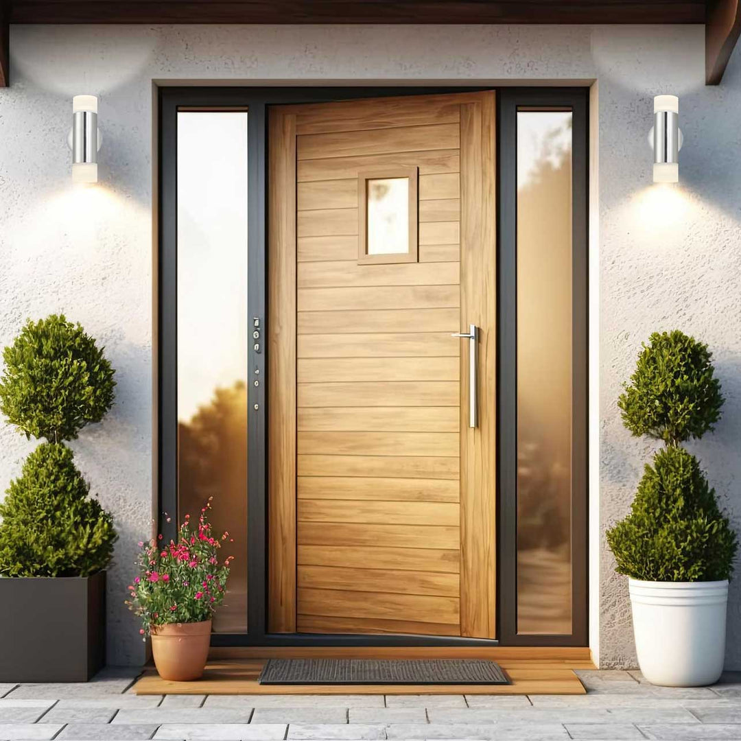 Caspian Outdoor Collection- Frosted Glass - Wall Sconce- Stainless Steel