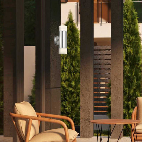 Caspian Outdoor Collection- Frosted Glass - Wall Sconce- Stainless Steel