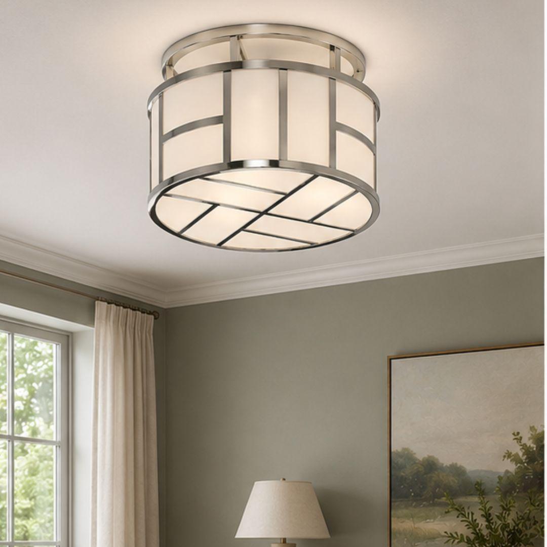 Fulton Collection - Flush Mount Chandelier - Polished Nickel Frame- W:43cm