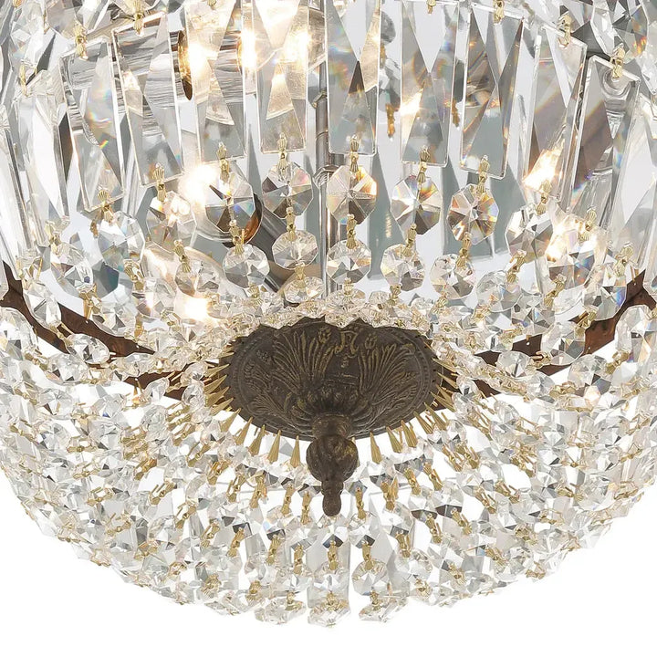 Devon Collection - English Bronze - Clear Crystals Flush Mount - W:40cm - Designer Chandelier Australia