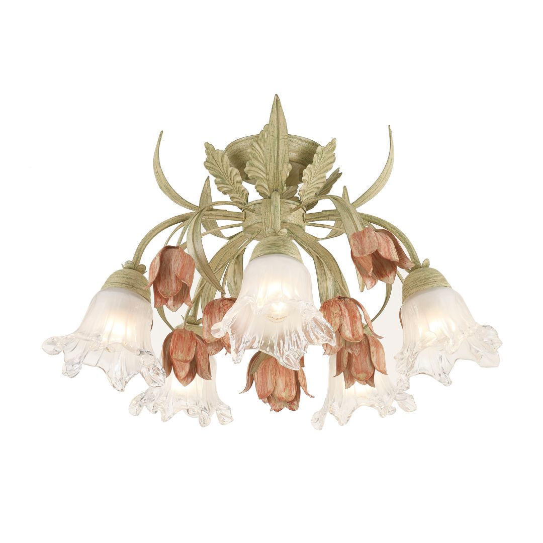 Brittany Collection - Sage Rose Flush Mount