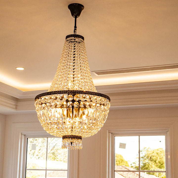 French Basket Chandelier - Antique Silver - 8 Light