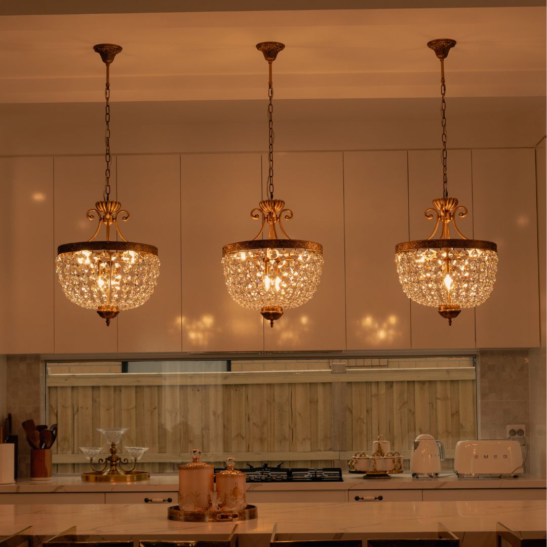 Florence Basket Chandelier - Solid Brass Finish - W:30cm