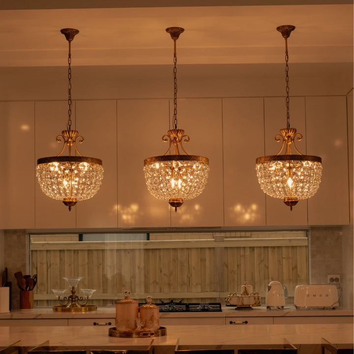 Florence Basket Chandelier - Solid Brass Finish - W:30cm