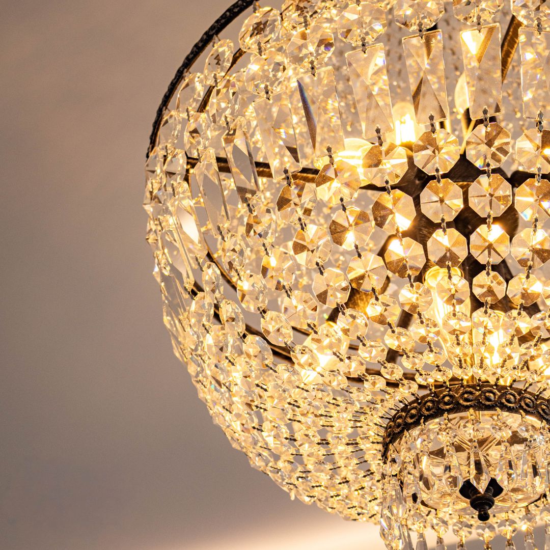 French Basket Chandelier - Antique Silver - 8 Light