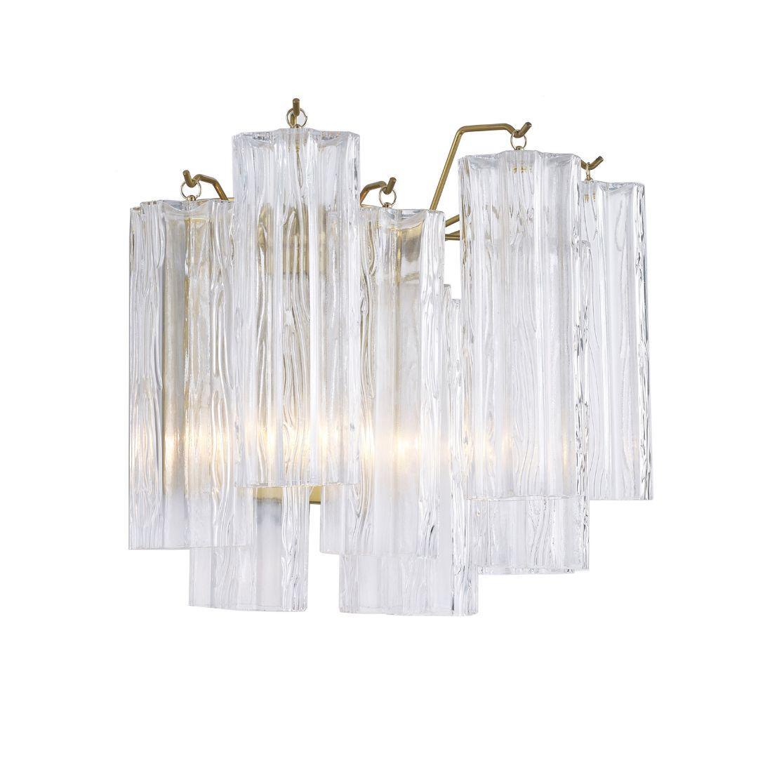 Odelle Collection - Wall Sconce Light - Clear & Satin Brass - W:36cm