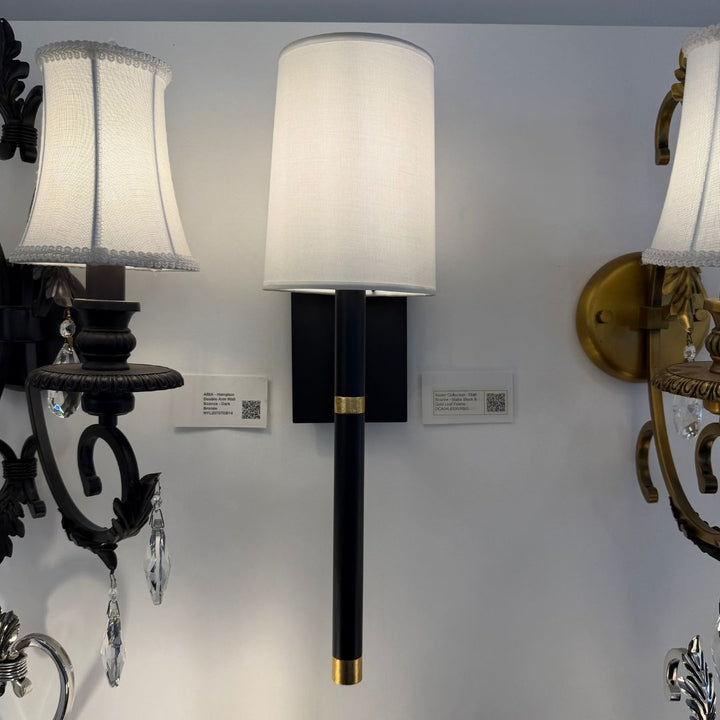 Xavier Collection - Wall Sconce - Matte Black & Gold Leaf Frame