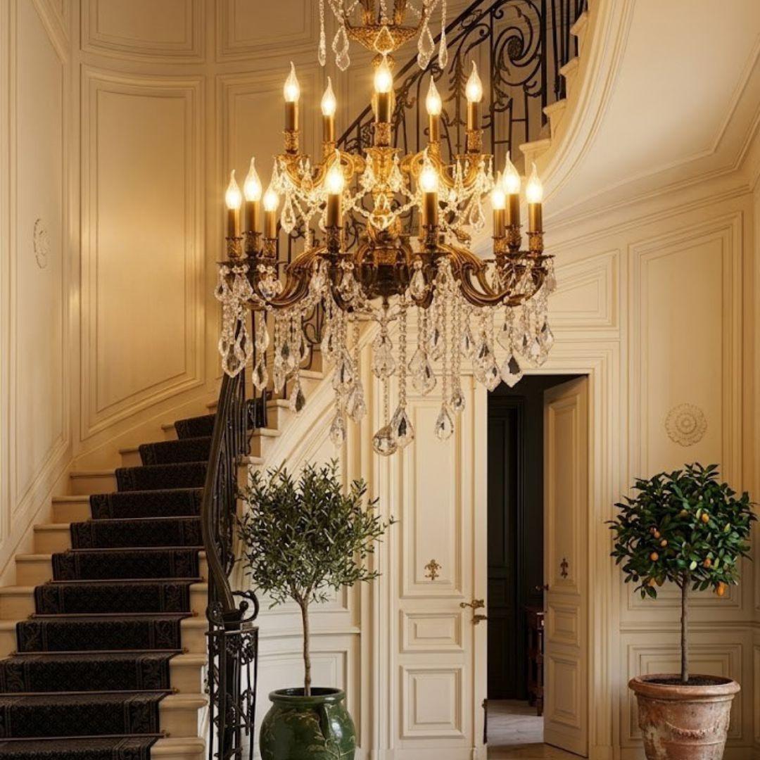 Americana 15 Light Crystal Chandelier - Antique Bronze Style