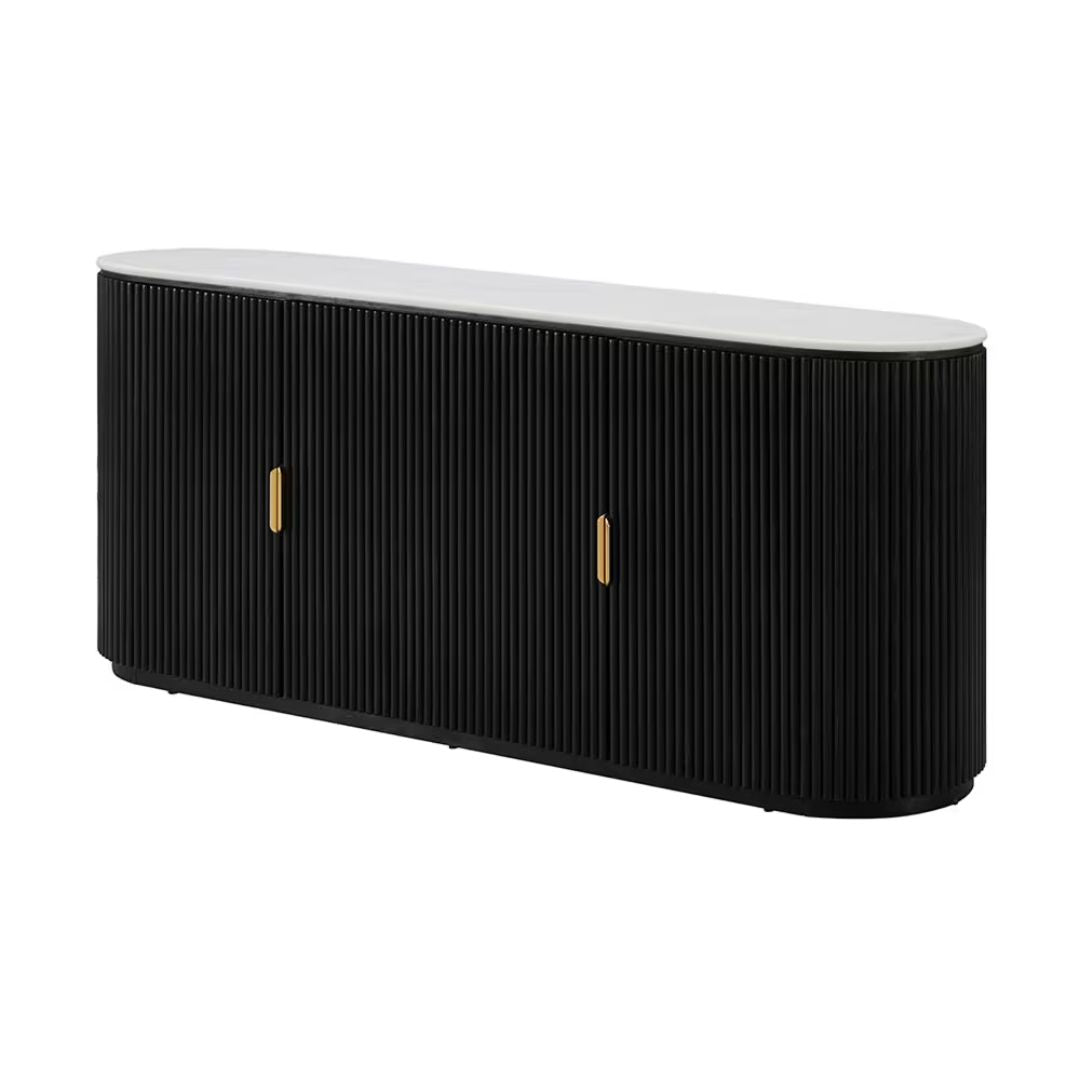 Ares Buffet White Marble & Black Ash Wood