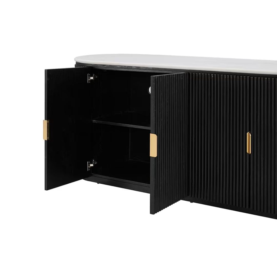 Ares Buffet White Marble & Black Ash Wood