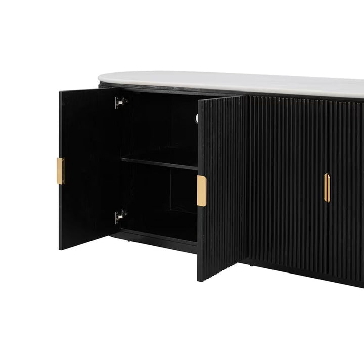 Ares Buffet White Marble & Black Ash Wood