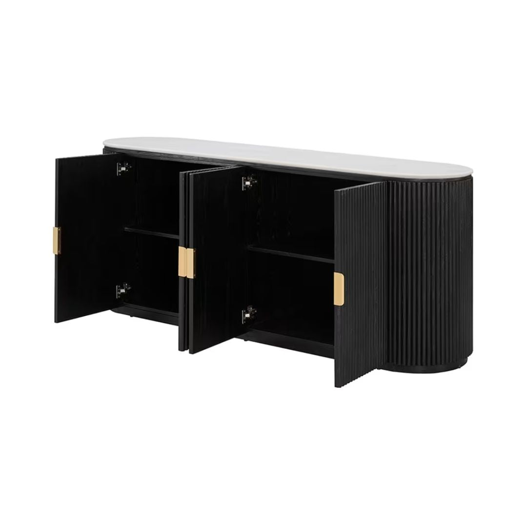 Ares Buffet White Marble & Black Ash Wood