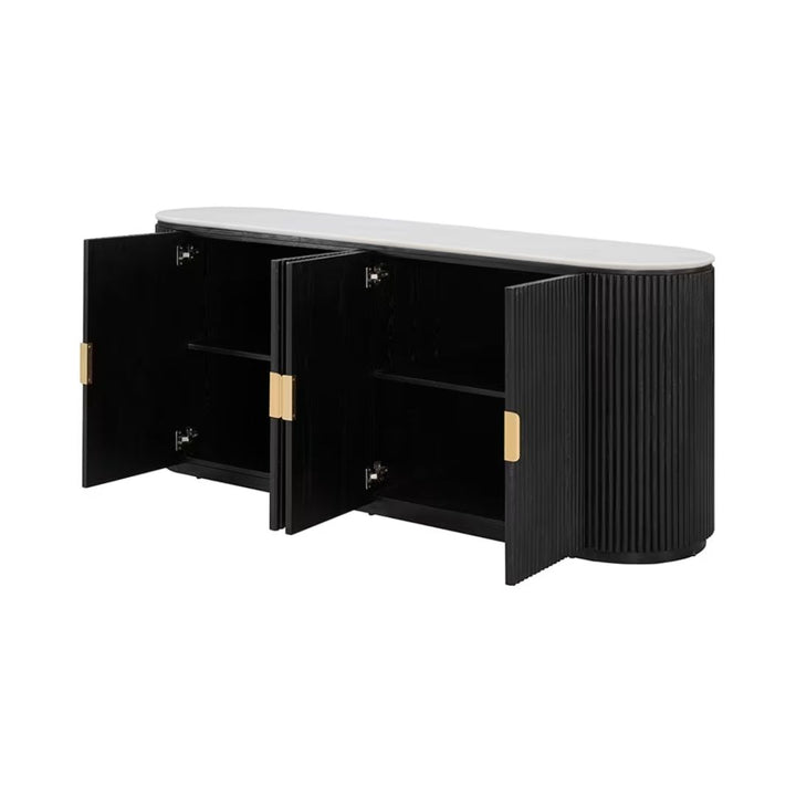 Ares Buffet White Marble & Black Ash Wood