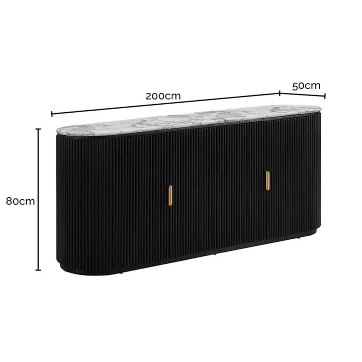 Ares Buffet White Marble & Black Ash Wood
