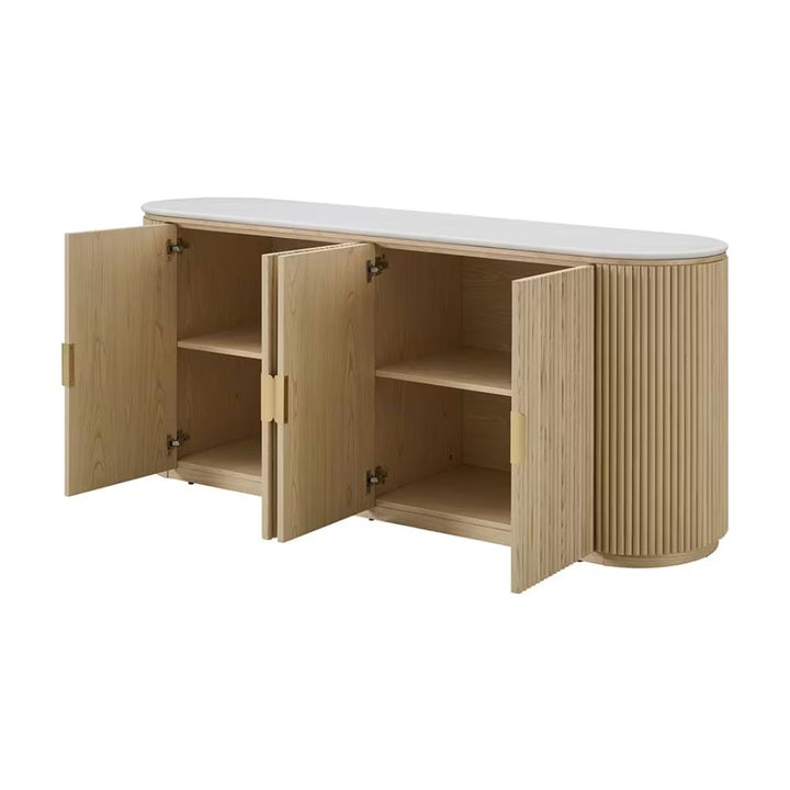 Ares Buffet White Marble & Natural Ash Wood