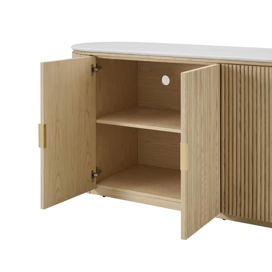 Ares Buffet White Marble & Natural Ash Wood