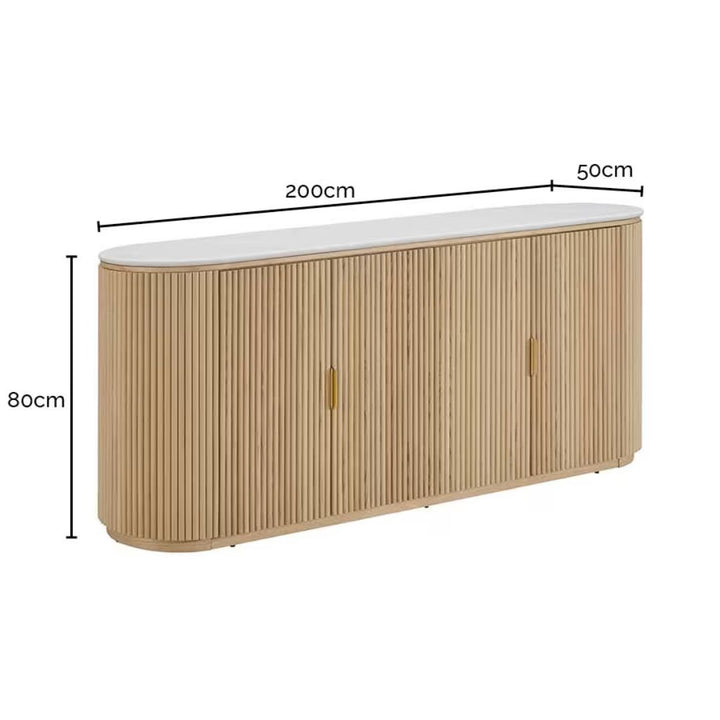 Ares Buffet White Marble & Natural Ash Wood