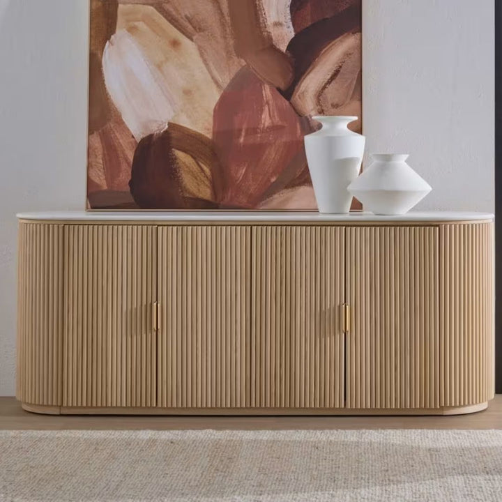 Ares Buffet White Marble & Natural Ash Wood