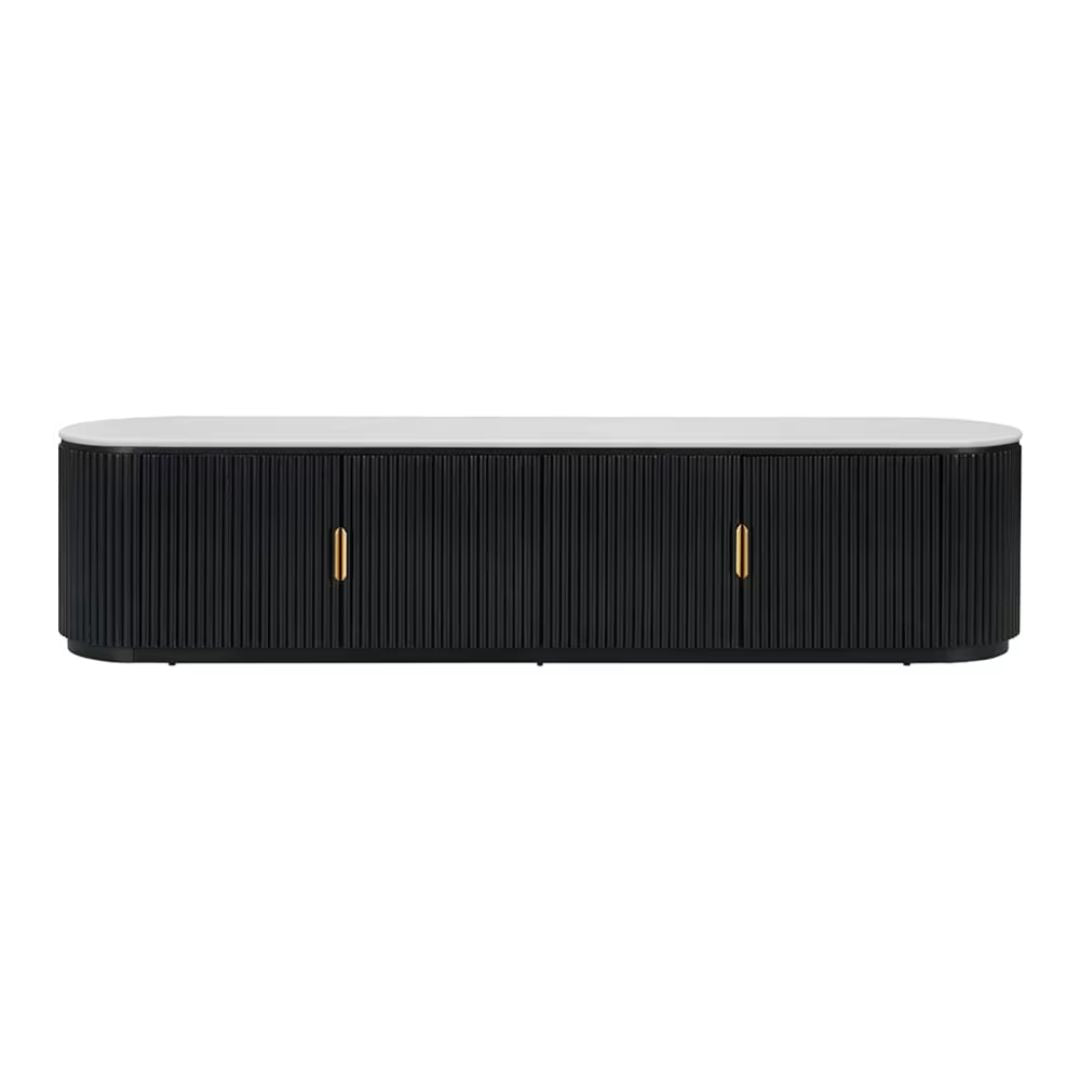 Ares TV Unit White Marble & Black Ash Wood