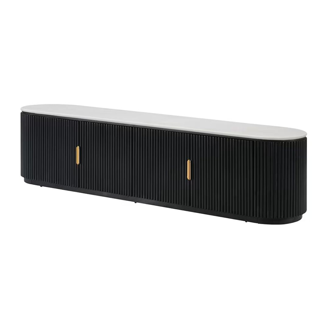 Ares TV Unit White Marble & Black Ash Wood