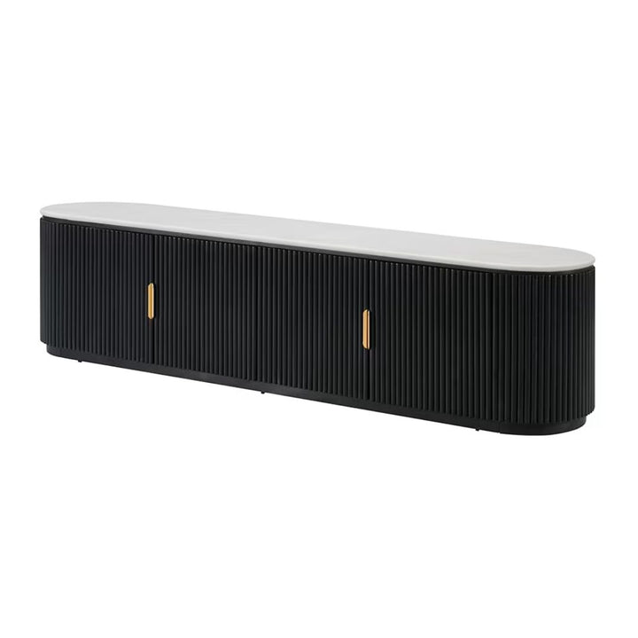 Ares TV Unit White Marble & Black Ash Wood