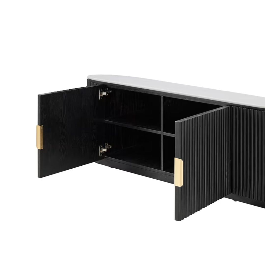 Ares TV Unit White Marble & Black Ash Wood