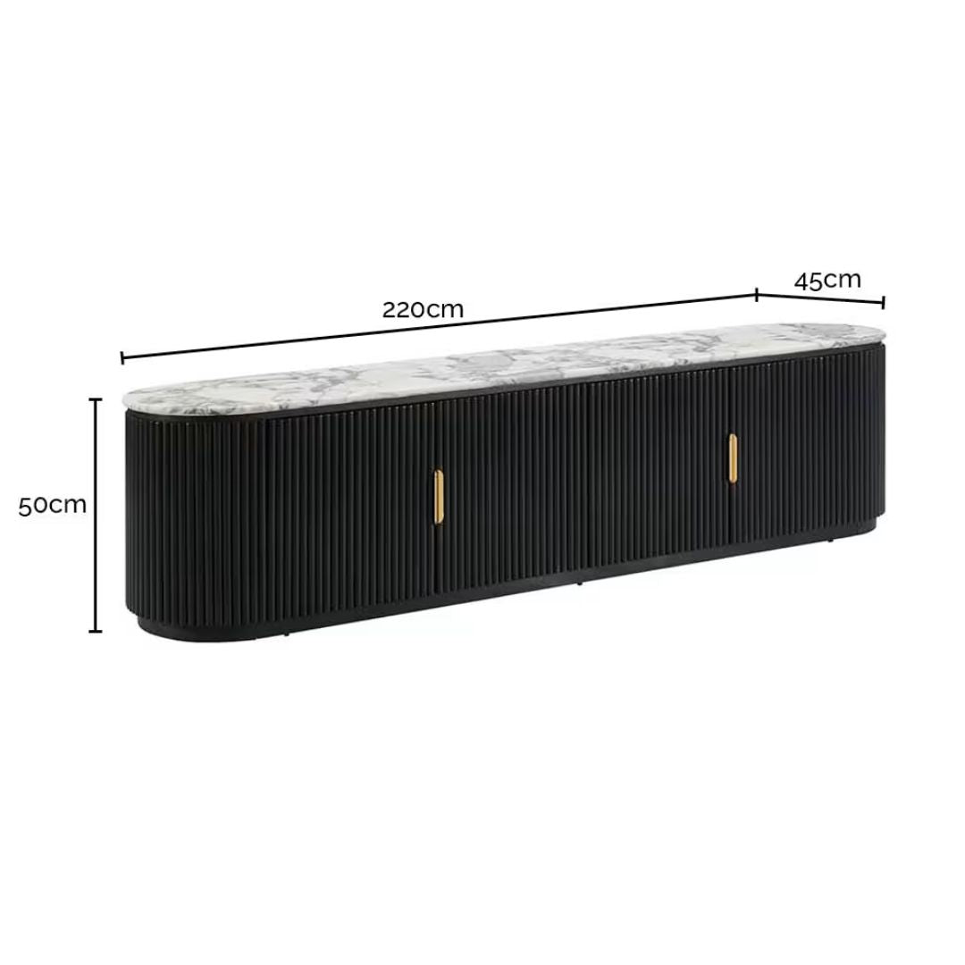 Ares TV Unit White Marble & Black Ash Wood
