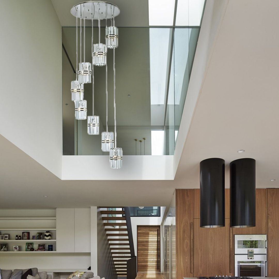 Ashton Collection - 8 Light Pendant Cluster - W: 80cm - Polished Nickel