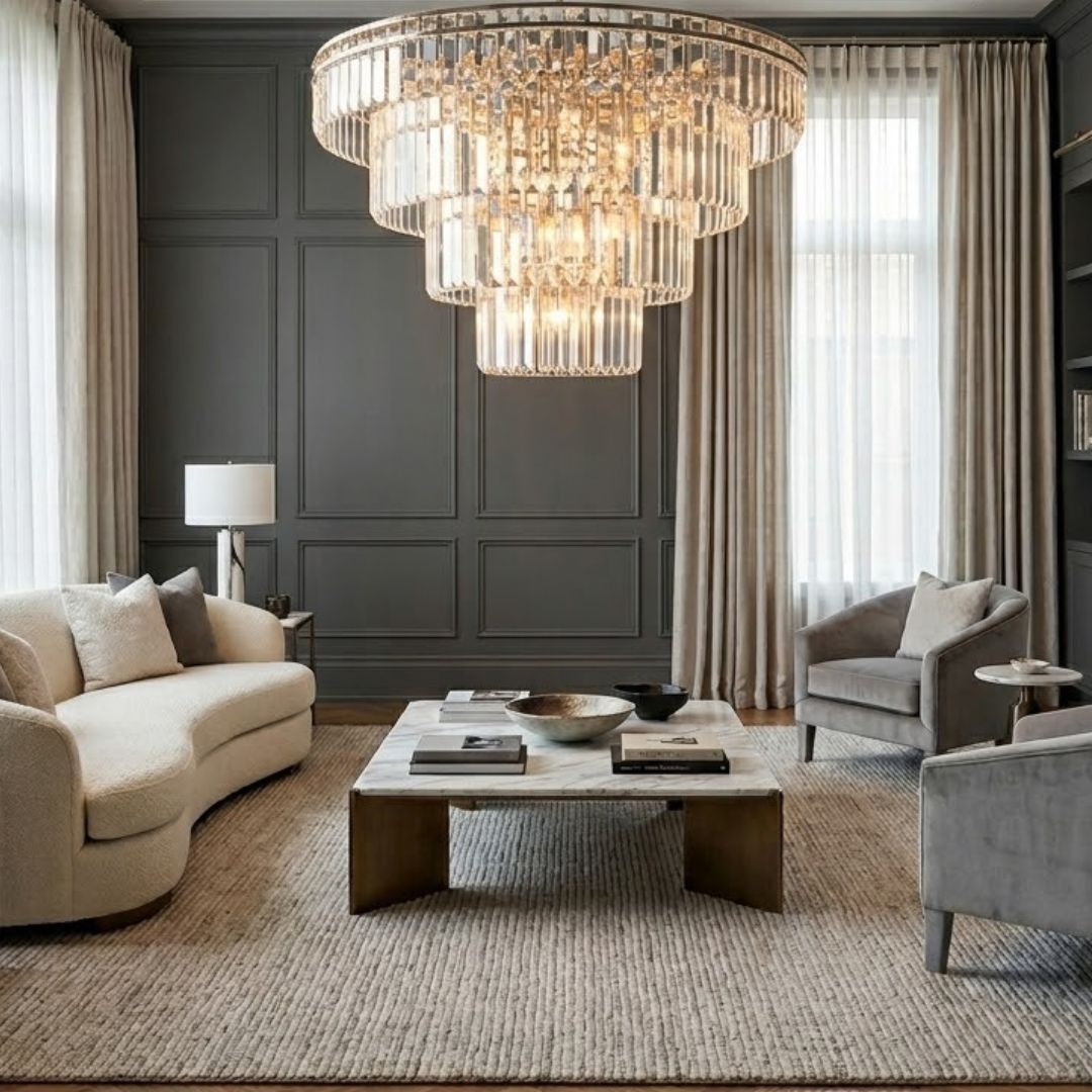 Ashton Collection - Five Tier Chandelier - 120cm - Polished Nickel ...