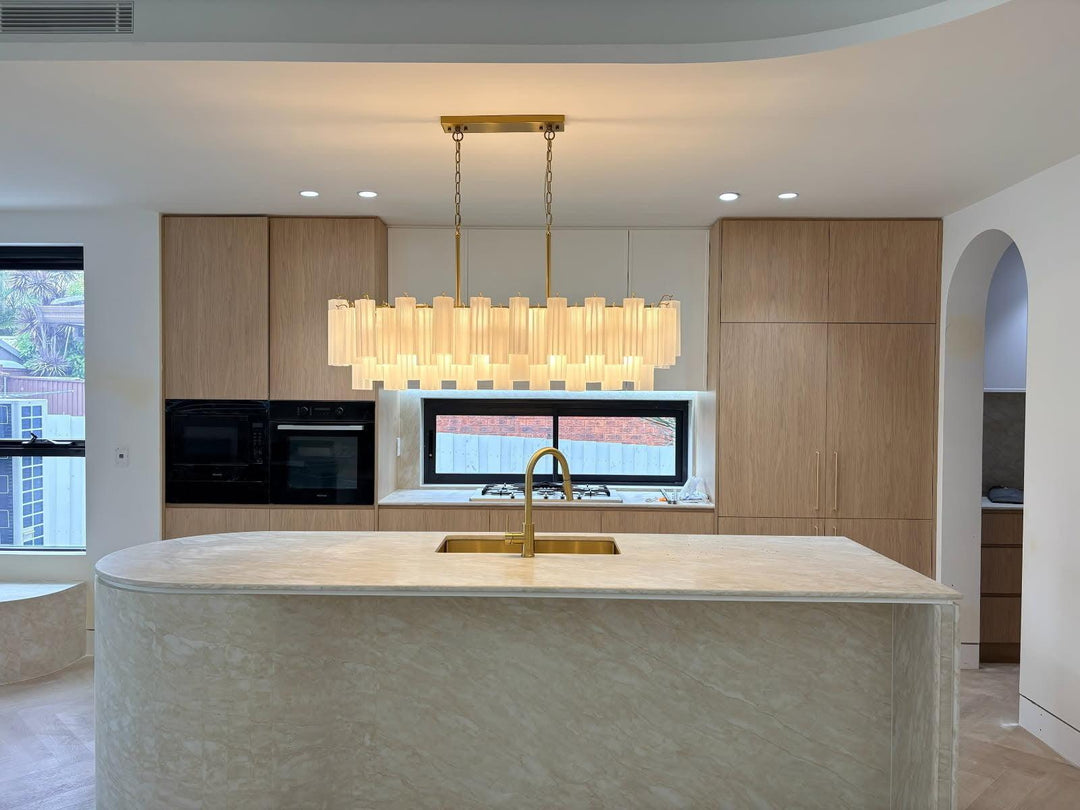 Odelle Collection - Bar Light - White & Satin Brass - L:131cm