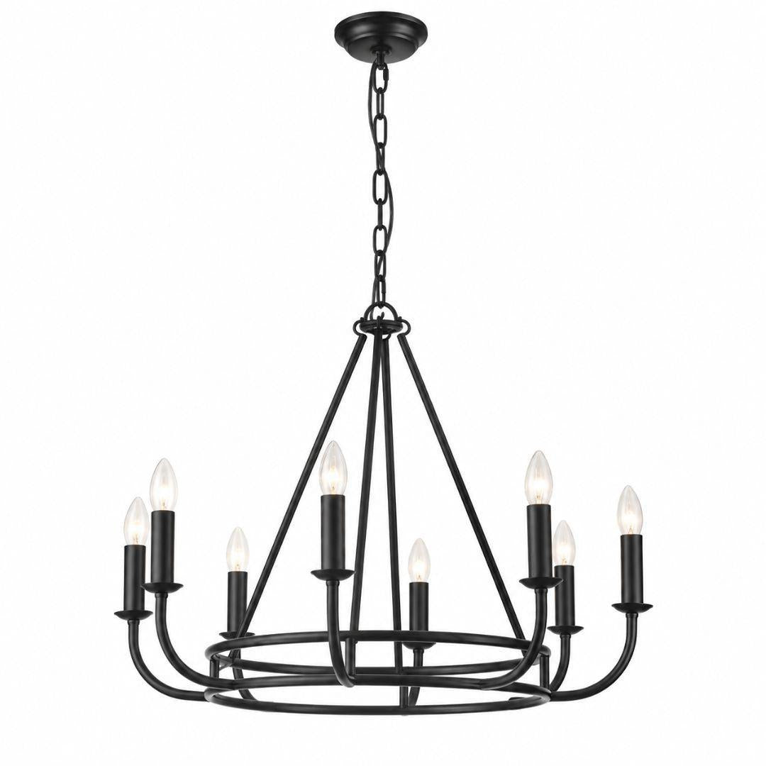 Bleecker Collection - 8 Lights Chandelier - Matte Black