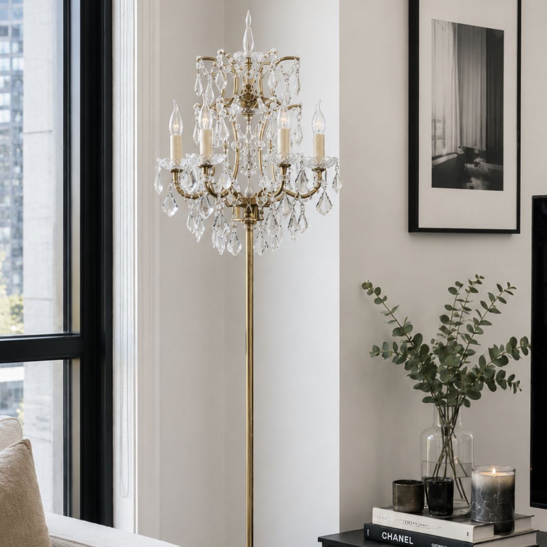 Angelica - Floor Lamp - Antique Gold - W:46cm, H:178cm
