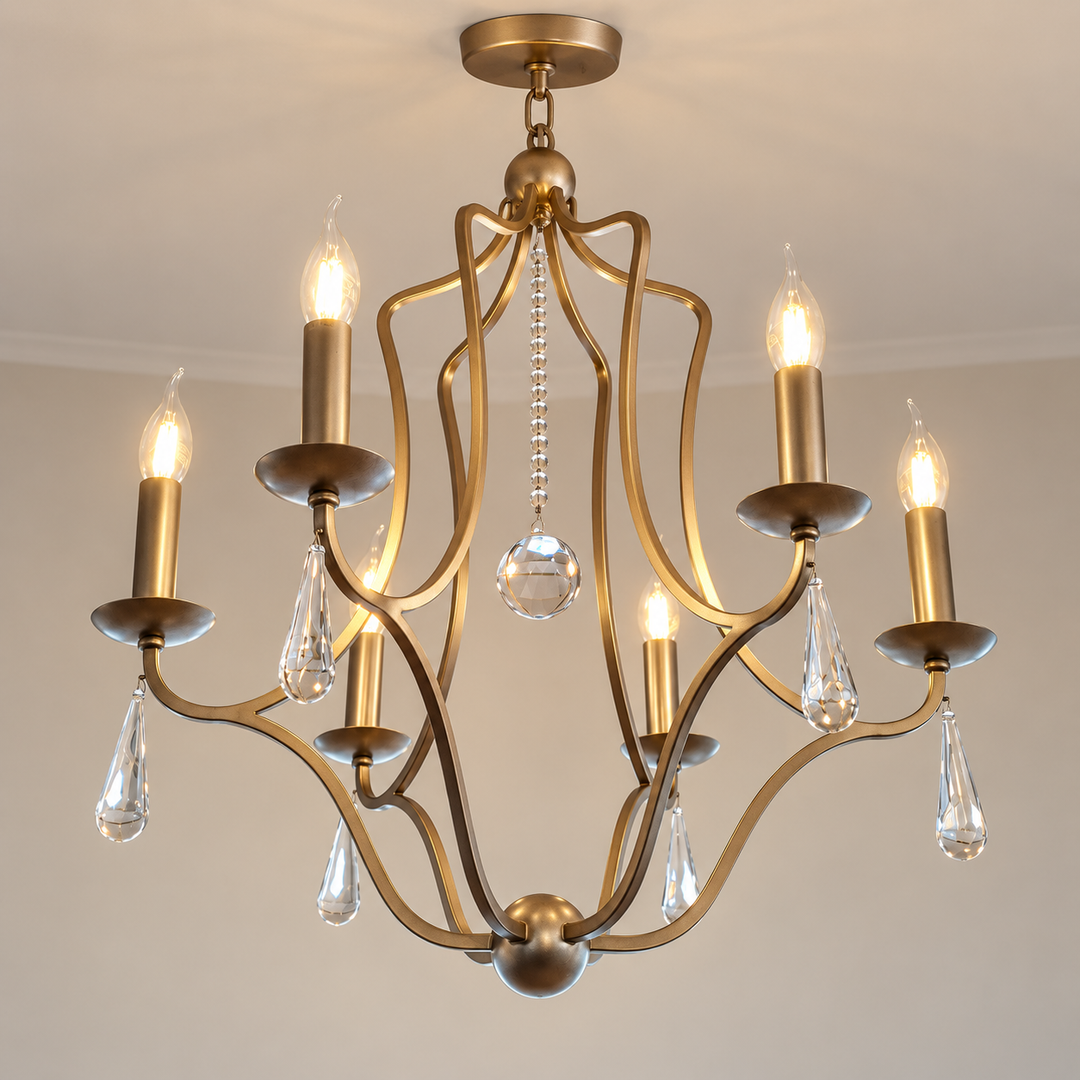 Coco Collection - 6 Light Silver Chandelier