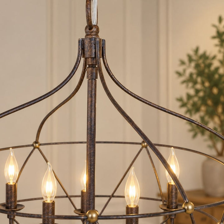 Clinton Collection - English Bronze & Gold - 6 Lights Pendant