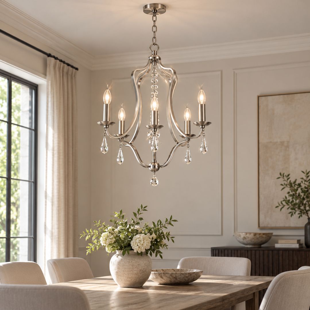 Coco Collection - 6 Light Silver Chandelier